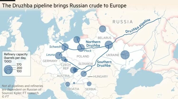 Теч на нефтопровода "Дружба" в Полша спря доставките за Германия