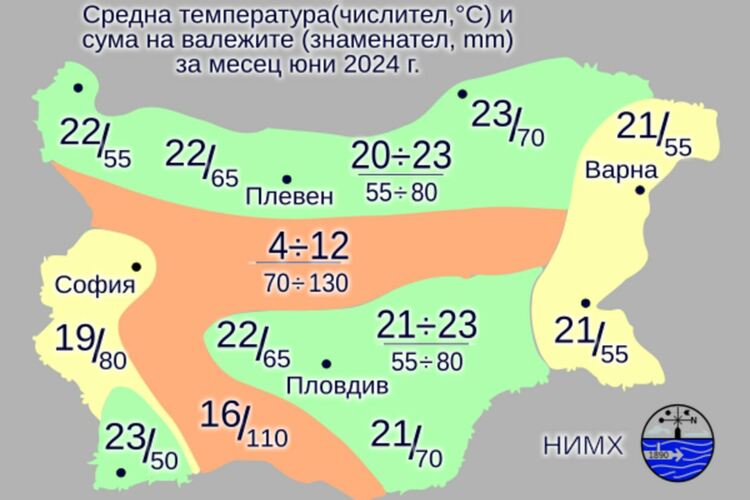 Най-ниските температури през юни у нас ще са между 10 и 15 градуса, а най-високите - до 36 градуса