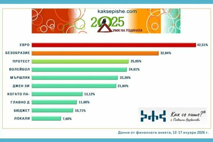„Евро“ и „безобразие“ са думите на миналата година в България